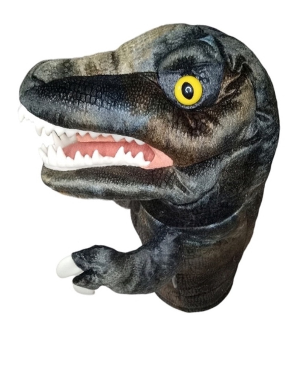 Black Velociraptor Puppet for Reptile Play and Display - Picture 2 of 6